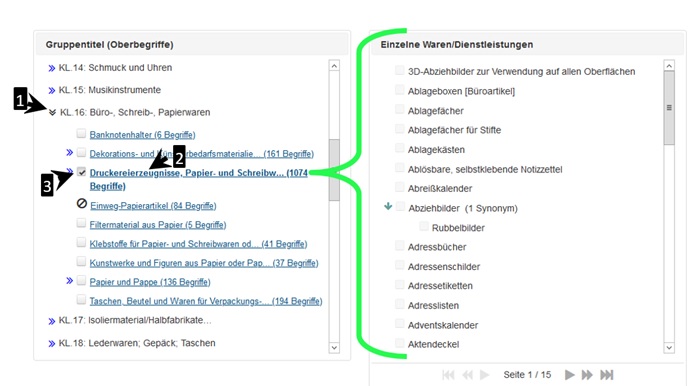 WDVZ Oberbegriffe selektieren